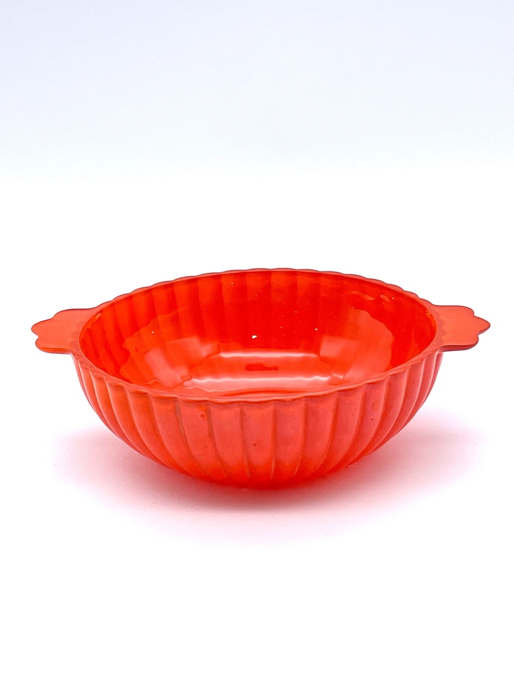 Vintage Anchor Hocking Rainbow Tangerine Queen Mary Prismatic Ribbed Berry Bowl